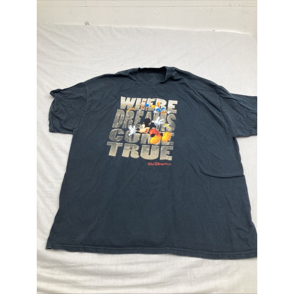 OFFICIAL DISNEY MICKEY GOOFY WHERE DREAMS COME TRUE  BLACK MEN'S  SIZE: 2XL
